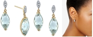Macy's Green Quartz (3-5/8 ct. t.w.) & Diamond (1/20 ct. t.w.) Drop Earrings in 14k Gold-Plated Sterling Silver